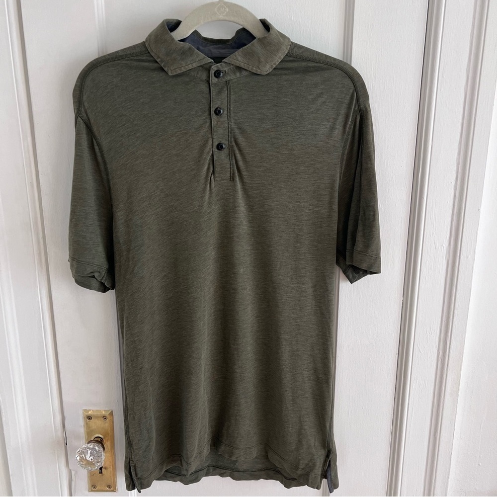 Lululemon Olive Medium Men’s Athletic Fitness Performance Golf Polo​​​​​